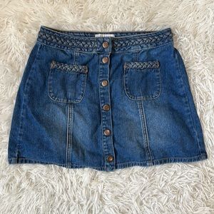 Kendall + Kylie Braided Denim Mini Skirt